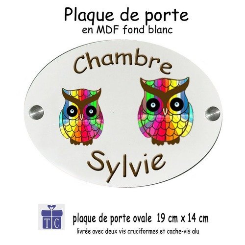 Plaque de porte- chouette- personnaliser avec prénom exemple sylvie