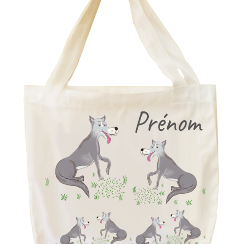 Tote bags, agréable au toucher, motif loup, à personnaliser…..