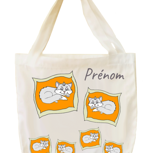 Tote bags, agréable au toucher, motif chat sur un coussin, à personnaliser…..