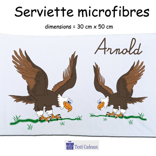 Essuie mains aigle personnalisable avec un prénom exemple arnold