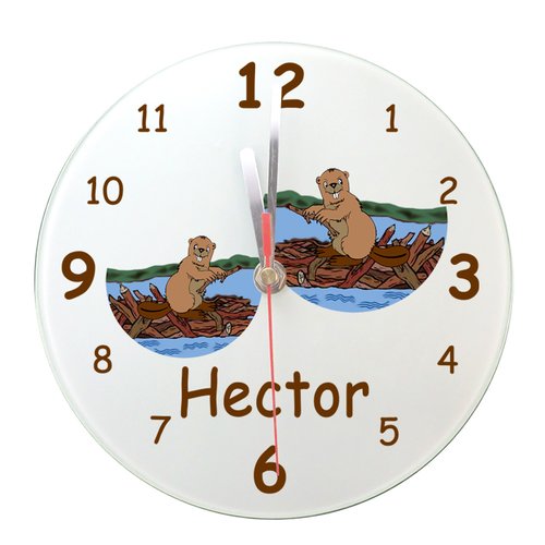 Horloge personnalisable castor avec un prénom exemple hector