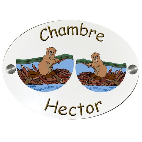 Plaque de porte de chambre castor  personnalisable avec prénom exemple hector