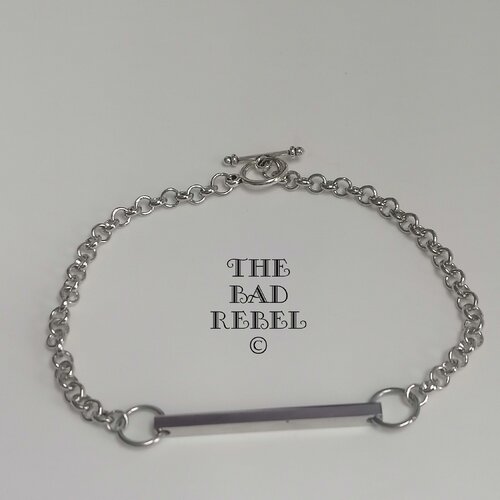 Original bracelet !! bar !! en acier inoxydable et metal argente t.19cm the bad rebel collection boho chic