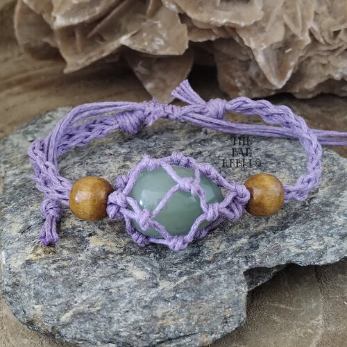 Original bracelet cord, adjustable cage fishnet avec cristal semi-précieuse jade oeuf pierres de chakra naturelles guérison the bad rebel