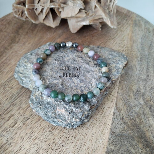 Original bracelet perles en pierre naturelles perles chakra multi et hematite t.18cm élastique the bad rebel collection chakra