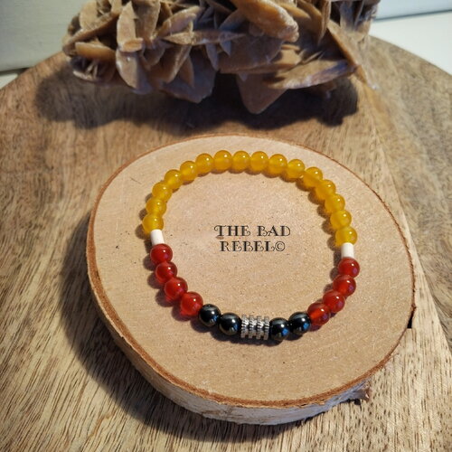 Original bracelet perles en pierre naturelles perles chakra rouge jaunet.18cm élastique the bad rebel collection chakra
