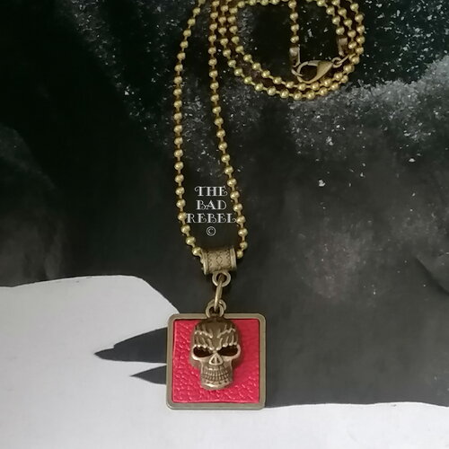 Original collier homme !! skull !! chain a billes boules bronze long 48cm pendant 2cm x2cm the bad rebel collection the age of bronze