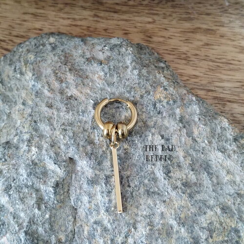 Original mono boucle !! gold stick !! creole acier inoxydable dore t.1.5cm x 3.5cm the bad rebel collection boho chic