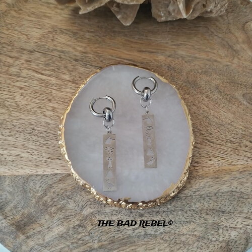 Original créoles acier inoxydable !! egyptian !! pendentifs en metal argente t1.5cm x 6cm the bad rebel collection egyptian!!