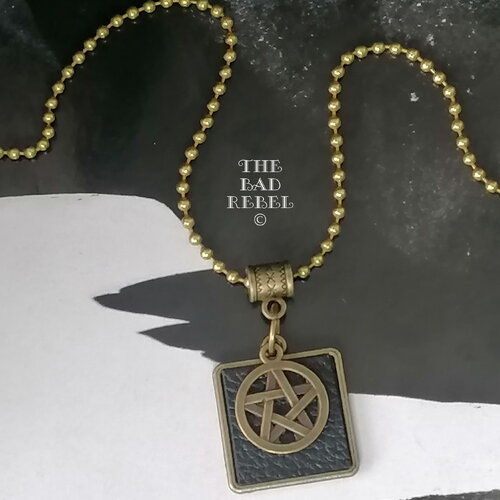 Original collier homme !! star circle !! chain a billes boules bronze long 48cm pendant 2cm x 2cm the bad rebel collection the age of bronze