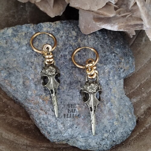 Original créoles homme femme viking créoles en acier inoxydable dore et metal bronze viking t.2cm x 6cm the bad rebel collection vikings!!