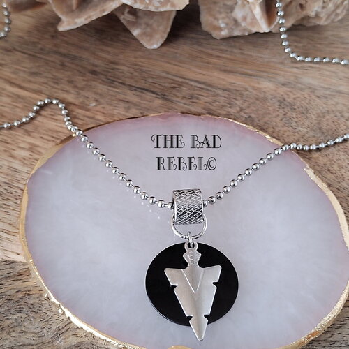 Original collier !! dark arrow !! collier en acier inoxydable à billes boule argente long 61cm the bad rebel collection dark mode