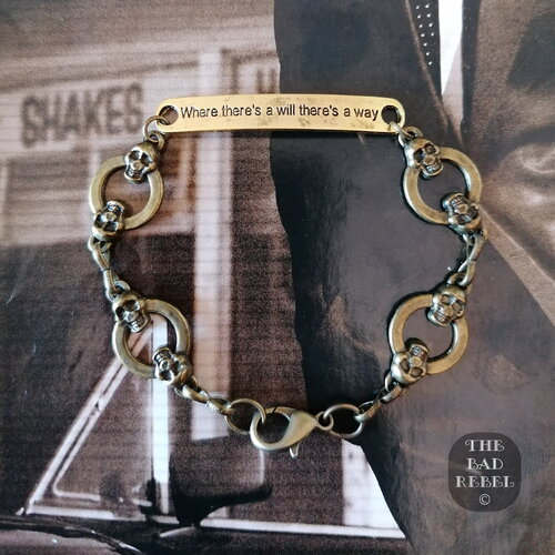 Original bracelet !! where there's a  will there's a way !! bronze skull bracelet t.18cm the bad rebel collection boho chic