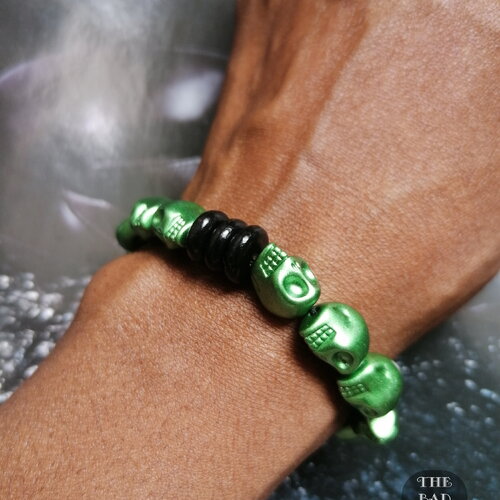 Original bracelet !! skully !! vert t.18cm elastiquethe bad rebel collection boho chic