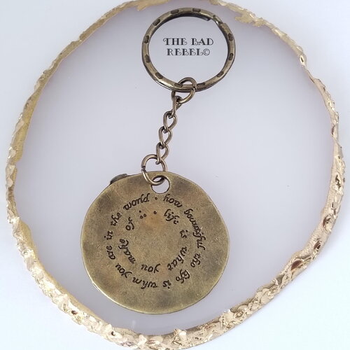 Original porte cles homme !! message !! en laiton metal bronze t.8.5cm x 4cm the bad rebel collection the age of bronze