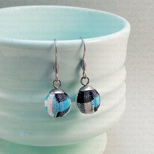 Boucles d'oreilles "wax mania", de la collection magic 80's en tissu et acier inoxydable