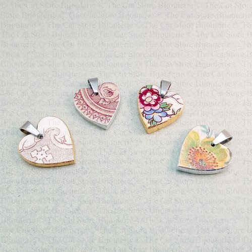 Pendentif treasures trash "mon coeur", de la collection magic 80's en céramique recyclée et acier inoxydable