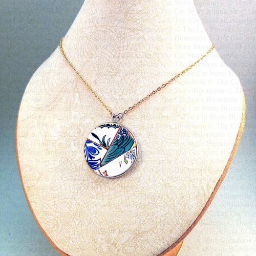 Collier treasures trash "mozaic", de la collection magic 80's en céramique recyclée