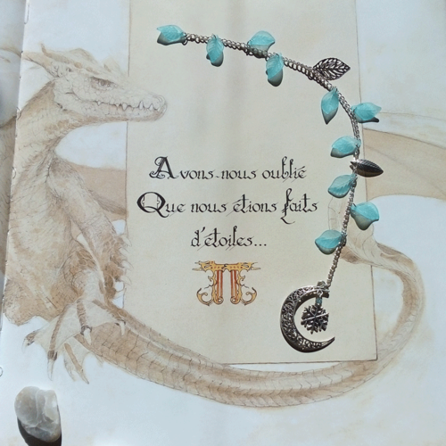 Marque page flocon argent feuille bleu clair