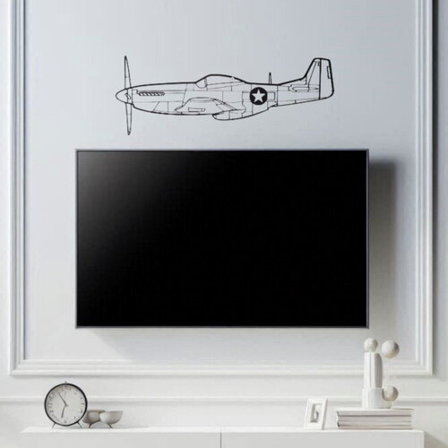 Décor mural - silhouette d'avion de chasse - p51 mustang