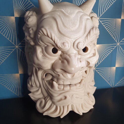 Masque oni japonais imprimé 3d - décoration murale yokai - design golden kaeru officiel