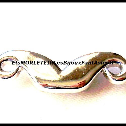 Perle ccb moustache couleur argent silver pour cordon plat ou ruban