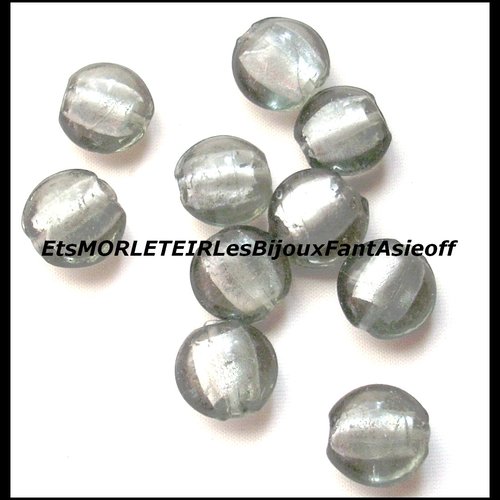 Lot de perles lampwork gris anthracite 10 mm x 10