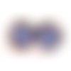 Boucles d'oreille puces, en bronze, cabochon "rayures bleues et blanches" 