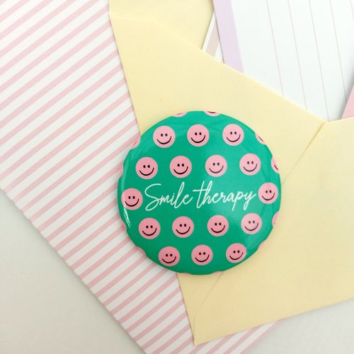 Magnet 56 mm motif emoticône, smiley, smile therapy, magnet porte-bonheur, grand format