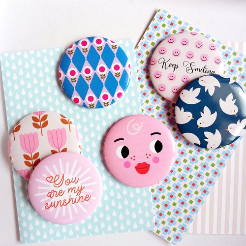 Miroir de poche à motifs, format compact, graphique, illustration, accessoire sac à main, cadeau fête des mères