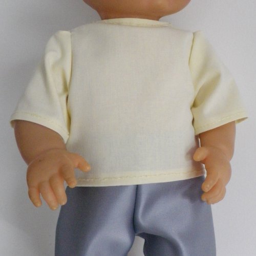 Vêtement de poupon 36-38 cm (ref 72) : pantalon satin + chemise en coton