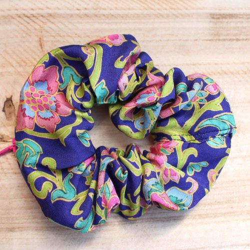 Chouchou zippé chouchou fermeture éclair fleurs multicolores
