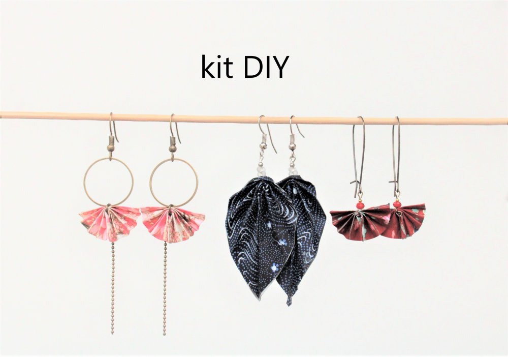 Kit DIY pour créer des grandes boucles d'oreilles roses
