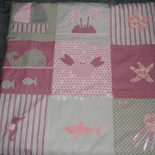 Tapis Déveil Pour Bébé Thème Mer Gris Et Rose