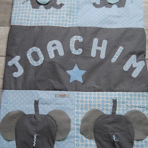 Couverture Bebe Theme Elephants Grise Et Bleue Pour Joachim Un Grand Marche