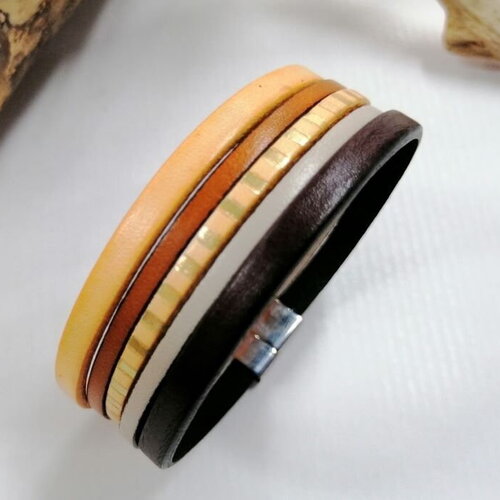 Bracelet &quot;monet&quot; en cuir.