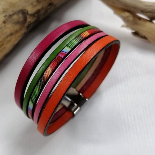 Bracelet &quot;monet&quot; en cuir inspiration des couleurs ysl.