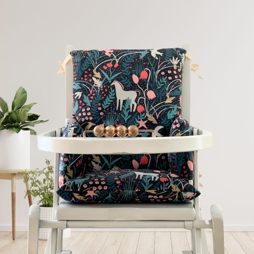 Coussin chaise haute black licorne