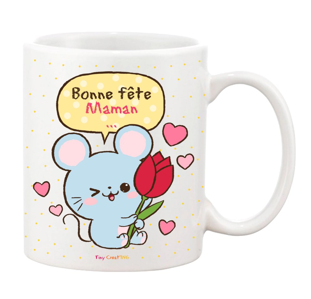 Mug Ceramique 33 Cl Souris Kawaii Mignon Maman Fete Des Meres Personnalisable Prenom Cadeau Original Un Grand Marche