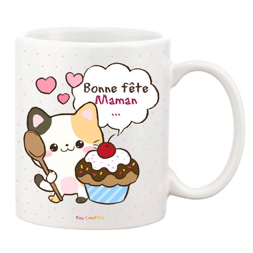 Mug Ceramique 33 Cl Chat Kawaii Mignon Maman Fete Des Meres Personnalisable Prenom Cadeau Original Un Grand Marche