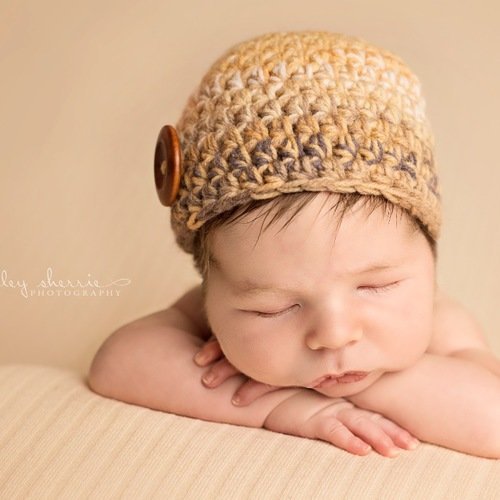 Bonnet bébé crocheté garçon beige bonnets naissance cadeau bébé