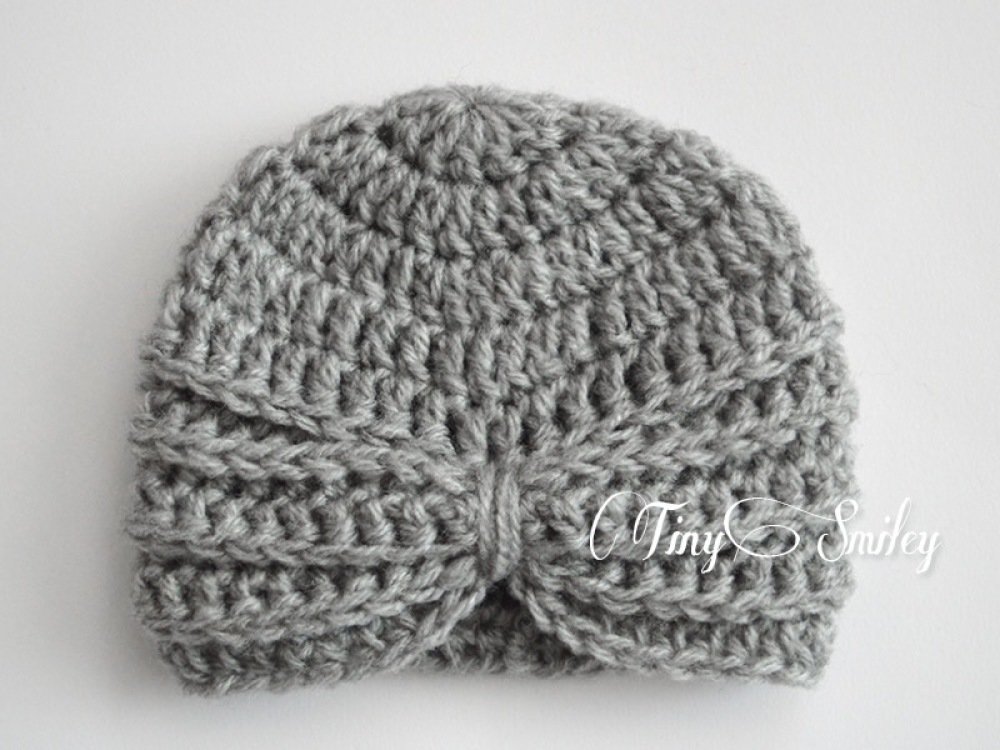 Bonnet Bebe Crochete En Gris Turban Naissance Au Crochet Un Grand Marche