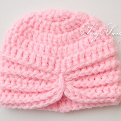 Bonnet Bebe Crochete En Rose Turban Gris Bonnets Naissance Au Crochet Un Grand Marche