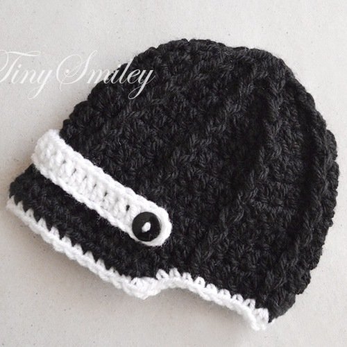 Bonnet noir garçon bonnets crochetés naissance hôpital casquette