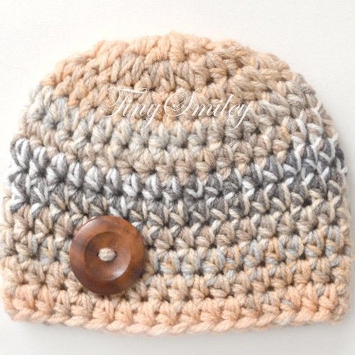 Bonnet beige pour garçon naissance cadeau bonnets bébé