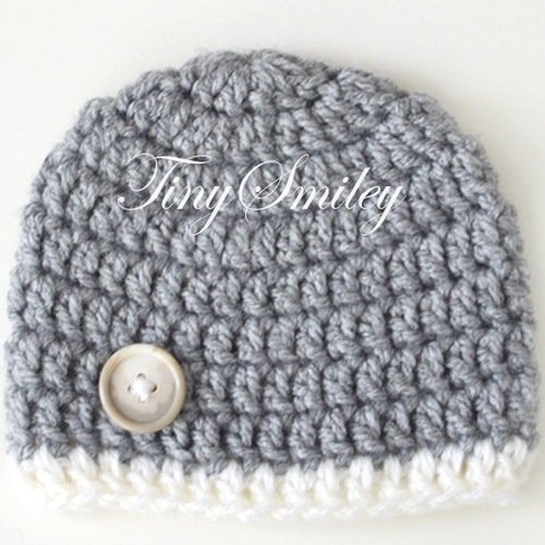 Bonnet gris bonnets garçons crochetés naissance hôpital cadeau bébé