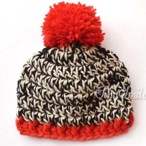 Bonnet pompom bonnets au pom pom naissance cadeau garçon rouge beige noir