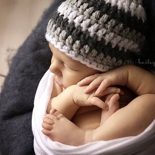 Bonnet bébé crocheté gris et blanc naissance rayé garçon bonnets bébé