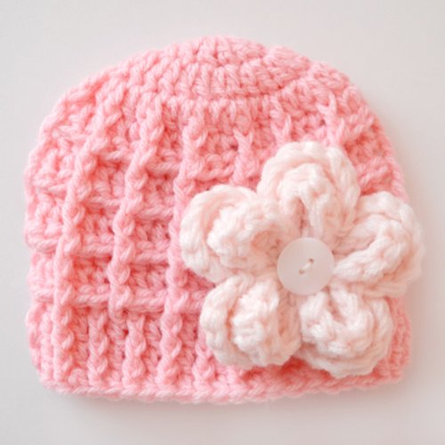 Adorable bonnet au crochet en nuances de rose