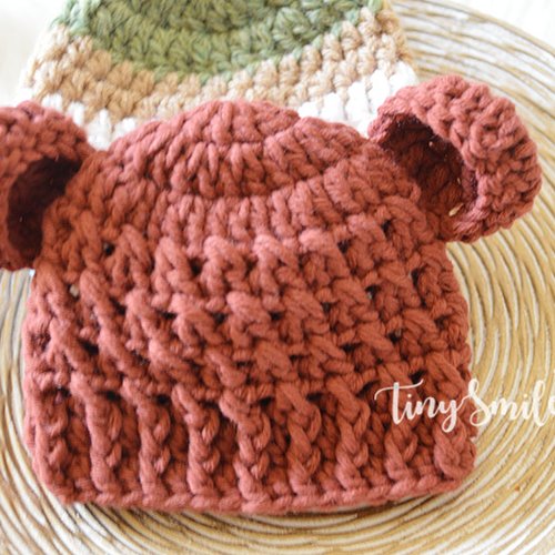 Bonnet Bebe Naissance Nounour Marron Bonnets Avec Oreilles En Laine Un Grand Marche